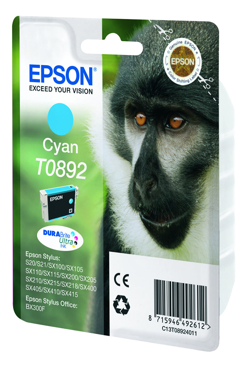 Epson Monkey Encre cyan DURABrite Ultra Singe T0892
