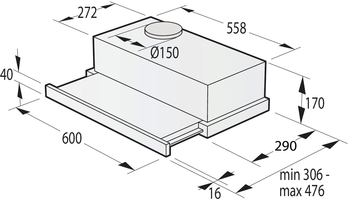 Gorenje TH62E4X Semi-intégrée (semi-encastrée) Acier inoxydable 450 m³/h