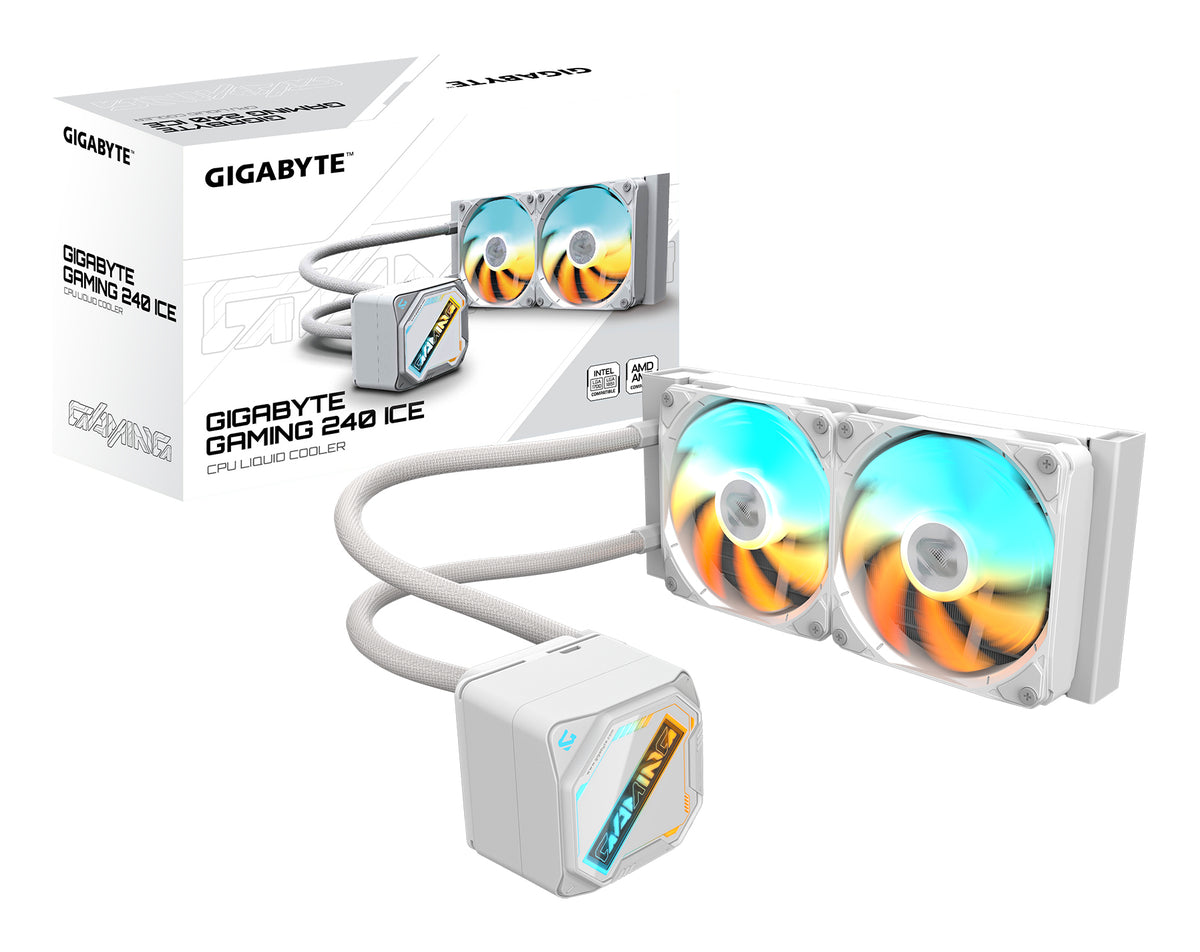 GIGABYTE GAMING 240 ICE Refroidisseur Liquide CPU, 2 Ventilateurs 120mm ARGB, Daisy-Chain, Compatible Intel LGA 1851 et 