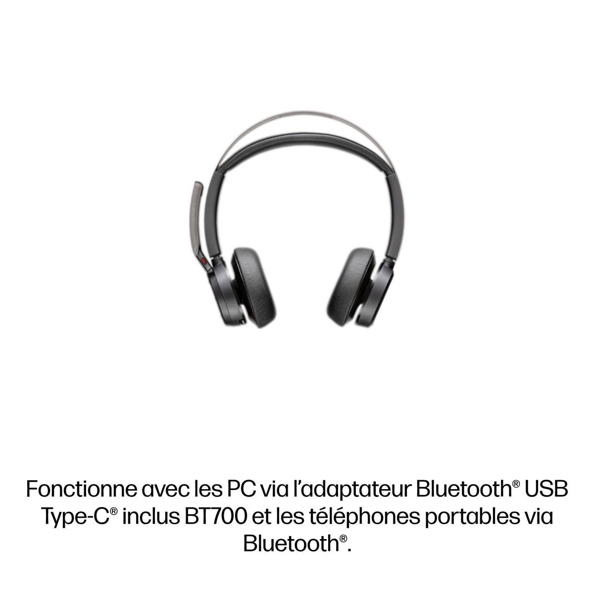HP Poly Micro-casque Poly Voyager Focus 2-M USB-C-C Adaptateur USB-C/A Socle de chargement
