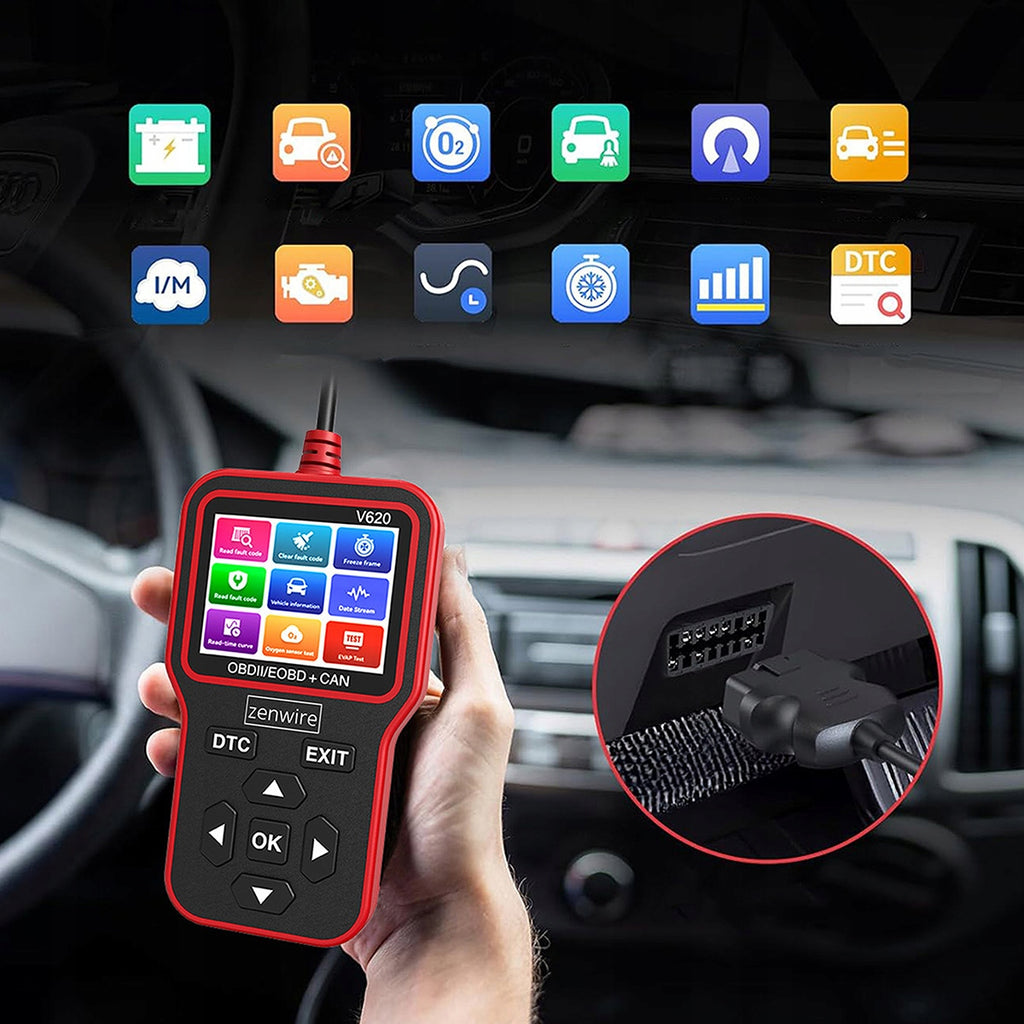 Interface, testeur, scanner de diagnostic, écran OBD2, ELM327, CAN, ordinateur Zenwire V620