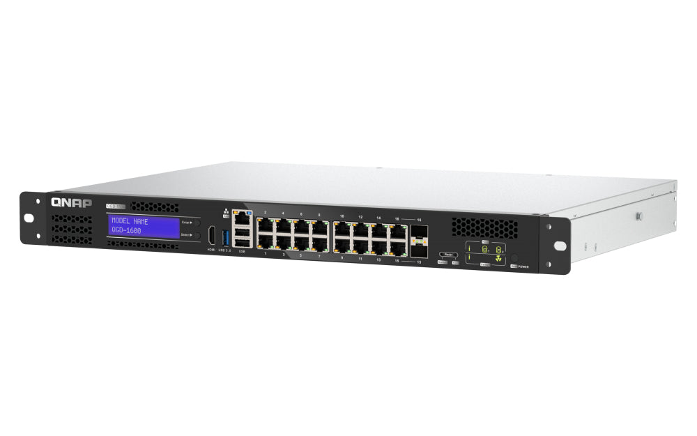 QNAP QGD-1600 Switch Gigabit Ethernet Géré 1U, Noir et Gris