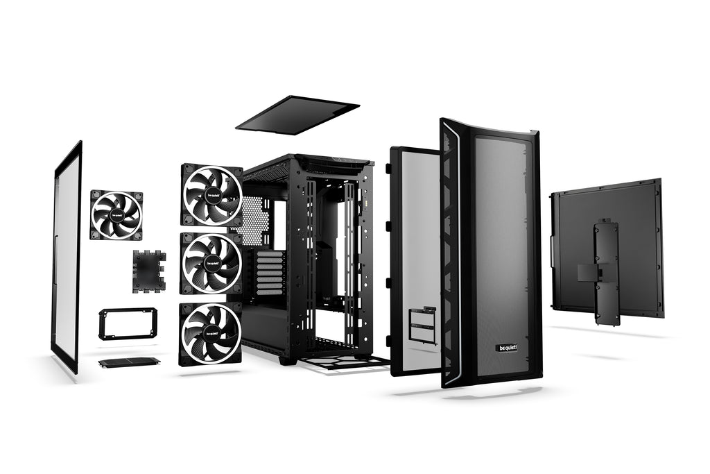 be quiet! Shadow Base 800 Noir | Boîtier PC ARGB vitré, Mini ITX / Micro ATX / ATX / E-ATX, 4 ventilateurs Light Wings PWM 140 mm