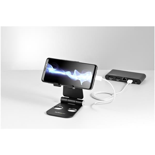 StarTech.com USPTLSTNDB Support Passif pour Smartphone et Tablette, Aluminium, Noir