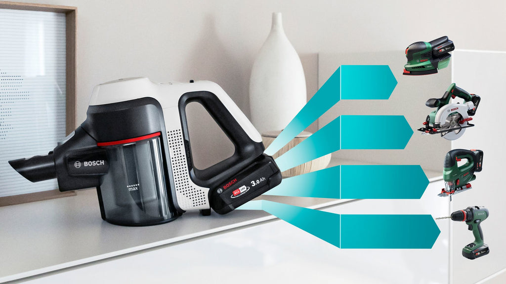 Bosch Bosch BSS711W aspirateur balai et balai électrique Batterie Sec Sans sac 0,3 L Noir, Argent, Blanc
