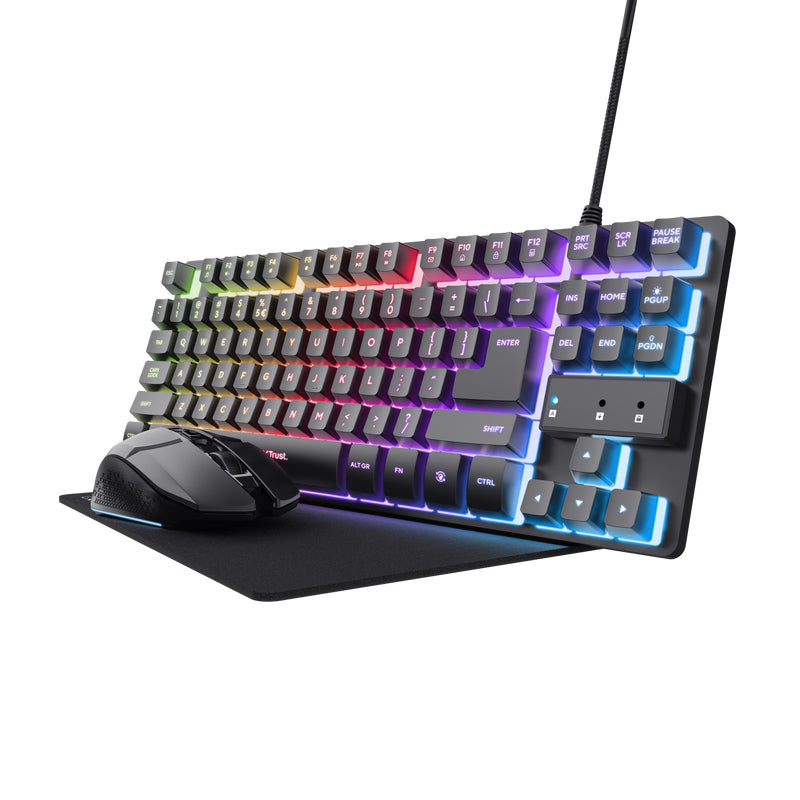 Trust GXT 794 Ensemble Clavier Gaming TKL et Souris, USB, QWERTZ Allemand, Noir