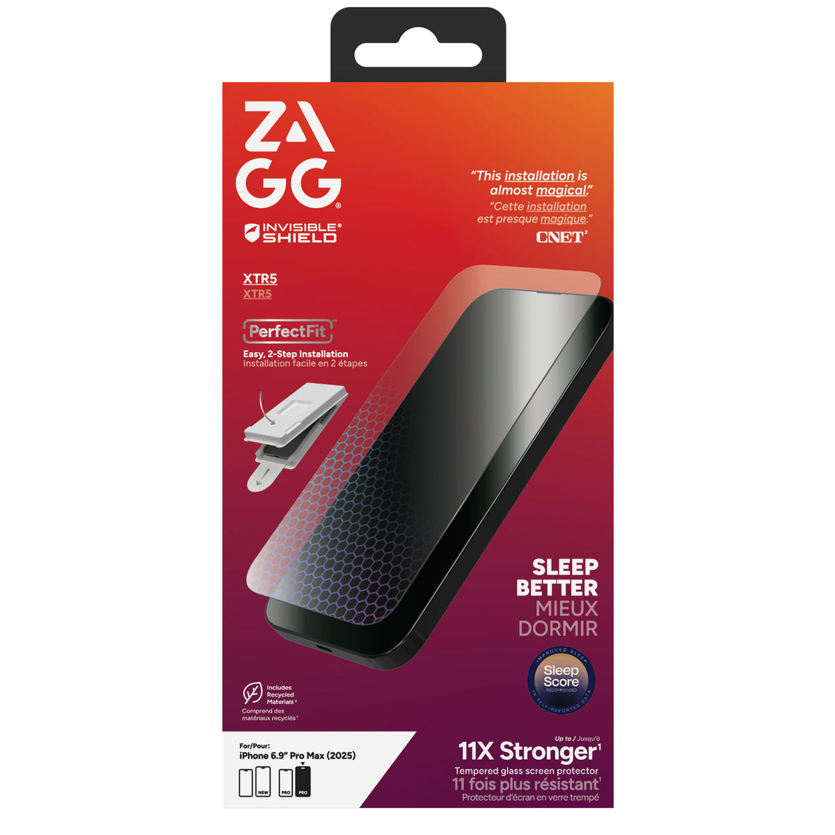 InvisibleShield Glass XTR5 Film de Protection Anti-Reflets pour iPhone 17 Pro Max