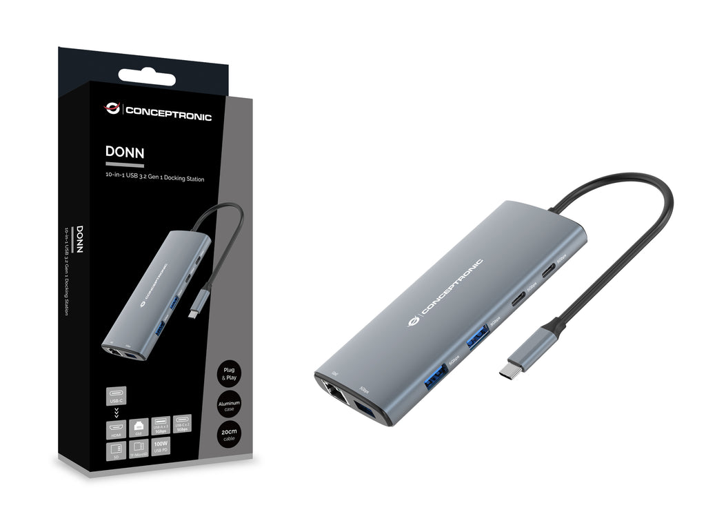 Conceptronic DONN06G Hub USB 3.2 Gen 1 Type-C, Gris