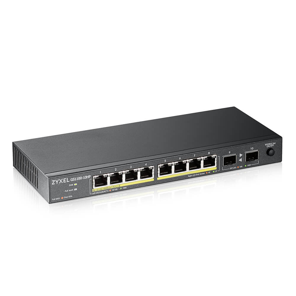 Zyxel GS1100-10HP v2 Switch Gigabit Ethernet Non-géré PoE Noir