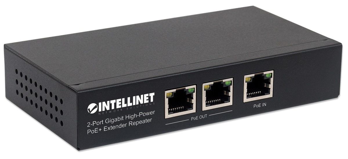Intellinet Répéteur Prolongateur PoE+ Gigabit 2 ports, IEEE 802.3at/af, Boîtier Métal