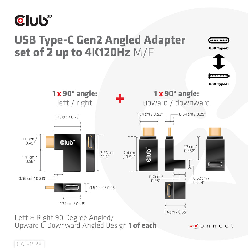 CLUB3D CAC-1528 changeur de genre de câble USB C Noir