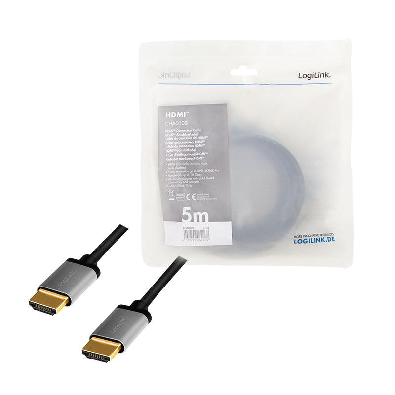LogiLink CHA0103 câble HDMI 5 m HDMI Type A (Standard) Noir