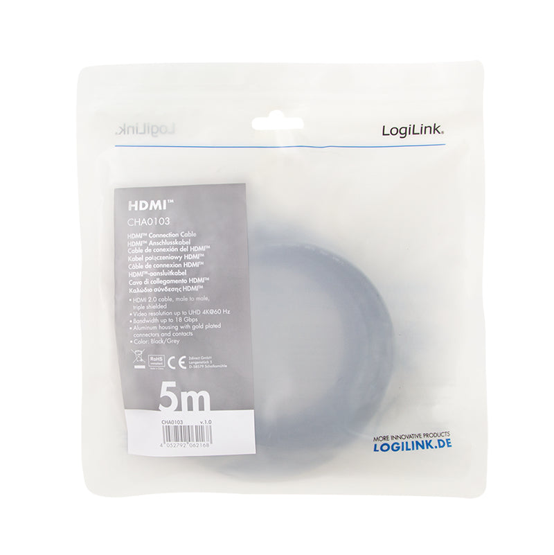 LogiLink CHA0103 câble HDMI 5 m HDMI Type A (Standard) Noir