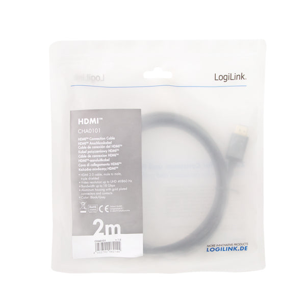 LogiLink CHA0101 câble HDMI 2 m HDMI Type A (Standard) Noir, Gris