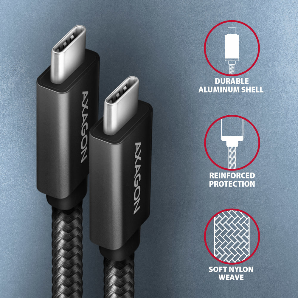 Axagon BUCM32-CM05AB câble USB USB 3.2 Gen 2x2 0,5 m USB C 20 Gbit/s 100 W Noir