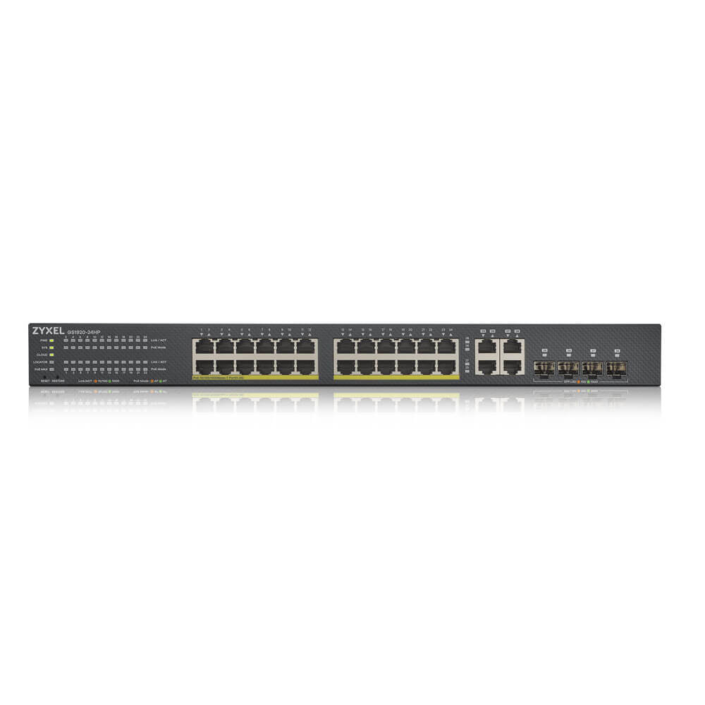 Zyxel GS1920-24HPV2 Switch Gigabit Ethernet Géré 24 Ports PoE, Noir