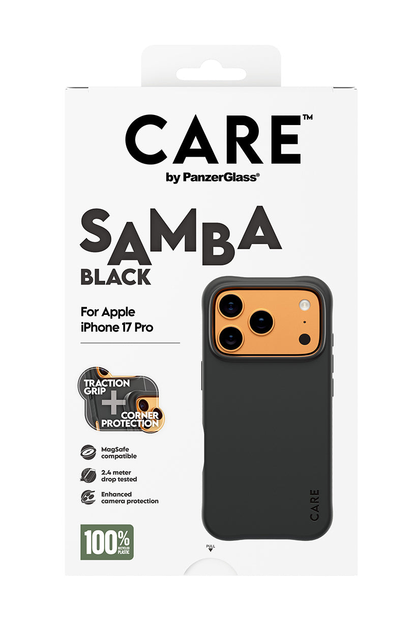 PanzerGlass CARE Samba Case Noir avec MagSafe pour iPhone 17 Pro, Coque de Protection
