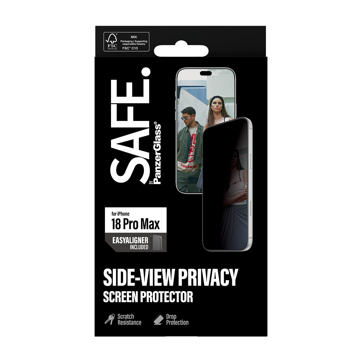 PanzerGlass SAFE. by ® Privacy Screen Protector iPhone 2026 Pro Max | Ultra-Wide Fit m. EasyAligner Protection d'écran t