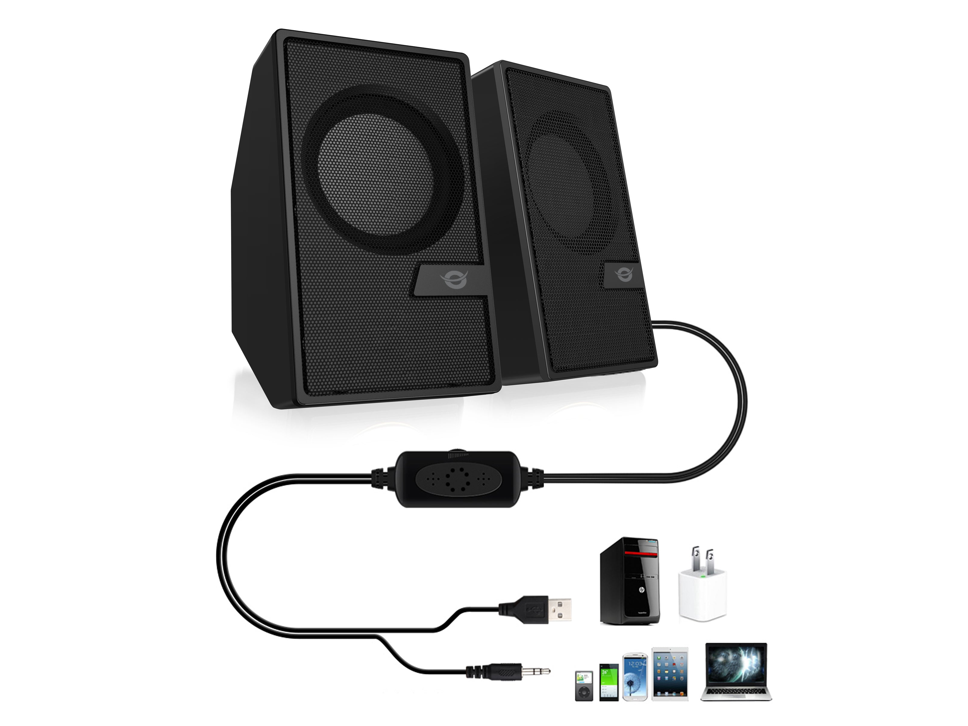Conceptronic BJORN02B haut-parleur 2-voies Noir Avec fil &sans fil 6 W