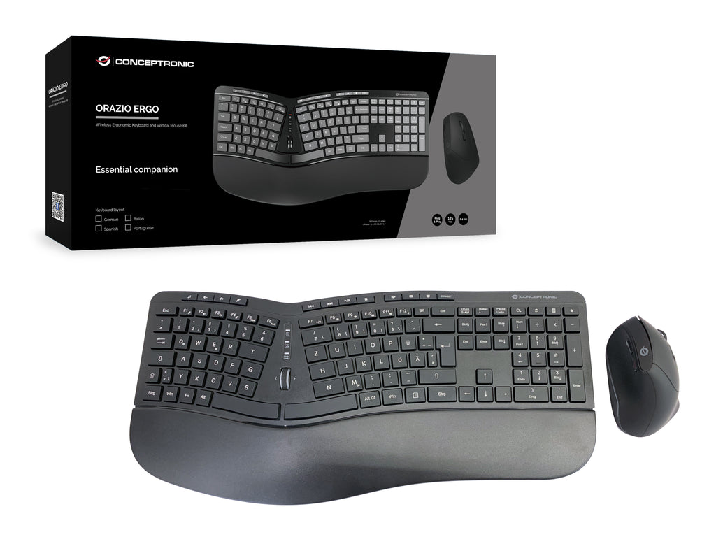 Conceptronic ORAZIO02DE clavier Souris incluse Bureau RF sans fil QWERTZ Allemand Noir