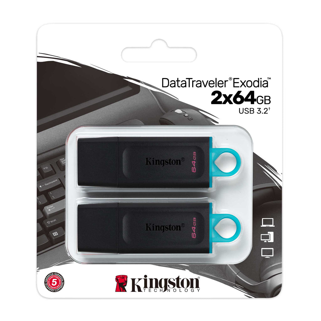 Kingston Technology DataTraveler ® Exodia (Noir et Turquoise) - 2 unités - Clé USB 3.2
