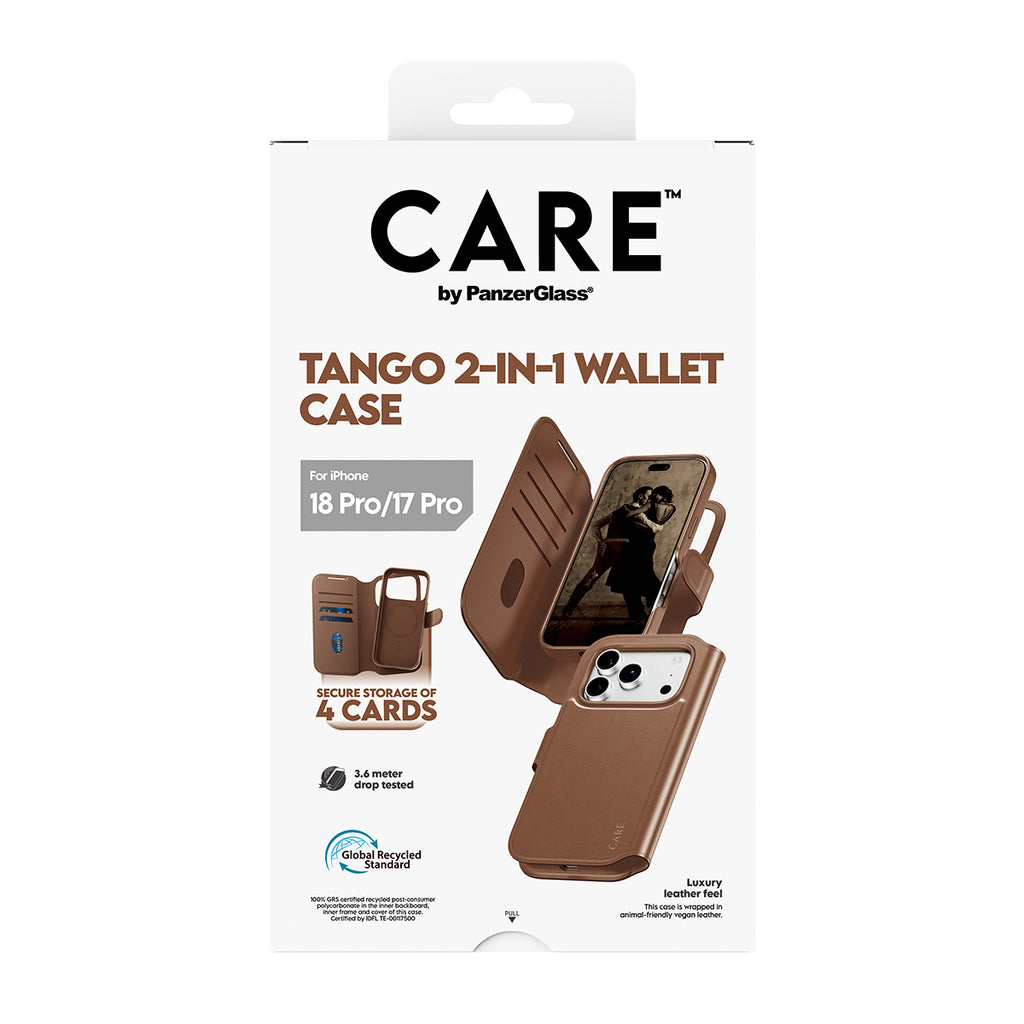 PanzerGlass CARE™ by ® Tango 2-in-1 Wallet Case Brown w. MagSafe iPhone 18 Pro | 17 Pro coque de protection pour téléphones portables Housse Marron - vue 3