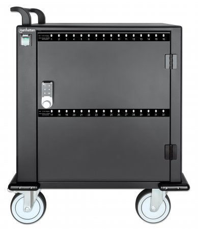 Manhattan Chariot de Charge USB-C pour 32 Appareils, Armoire Verrouillable pour Tablettes et Smartphones