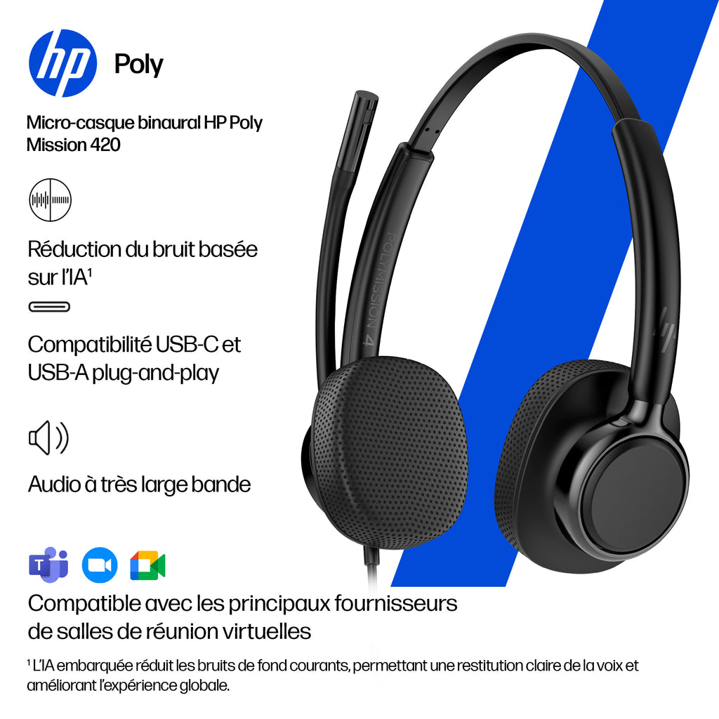 HP Poly Micro-casque filaire USB monaural Mission 415 Classic