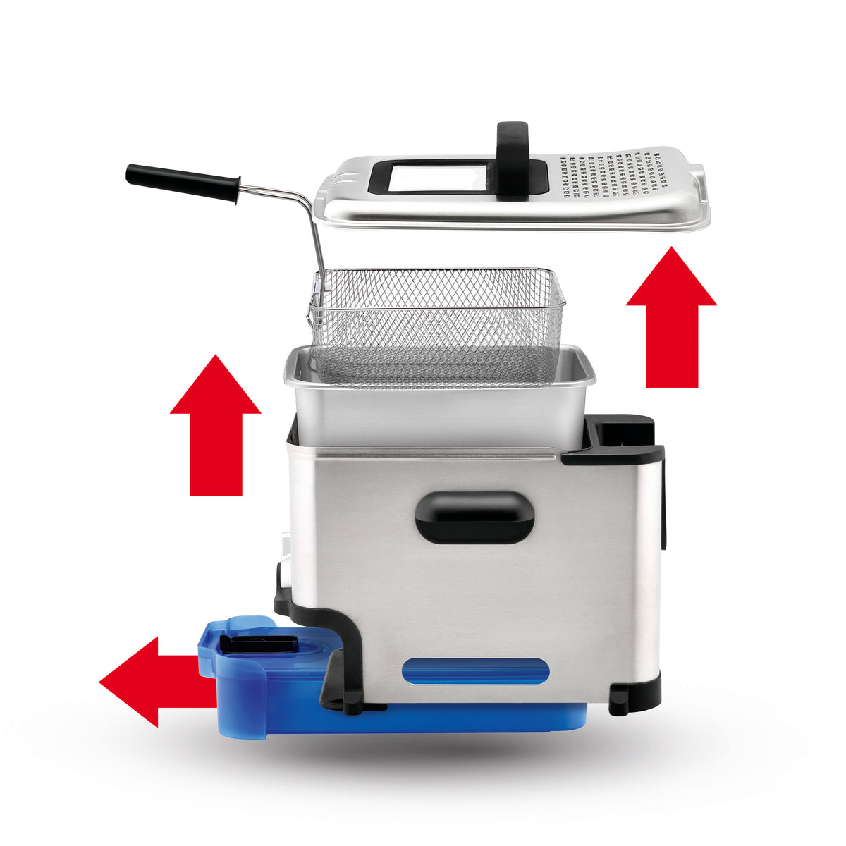 Tefal Oleoclean Pro Inox & Design FR8040, Friteuse 3,5 L, 2300 W, Noir et Acier Inoxydable