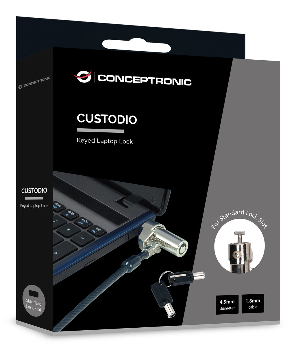 Conceptronic CUSTODIO02BSM câble antivol Noir 1,8 m