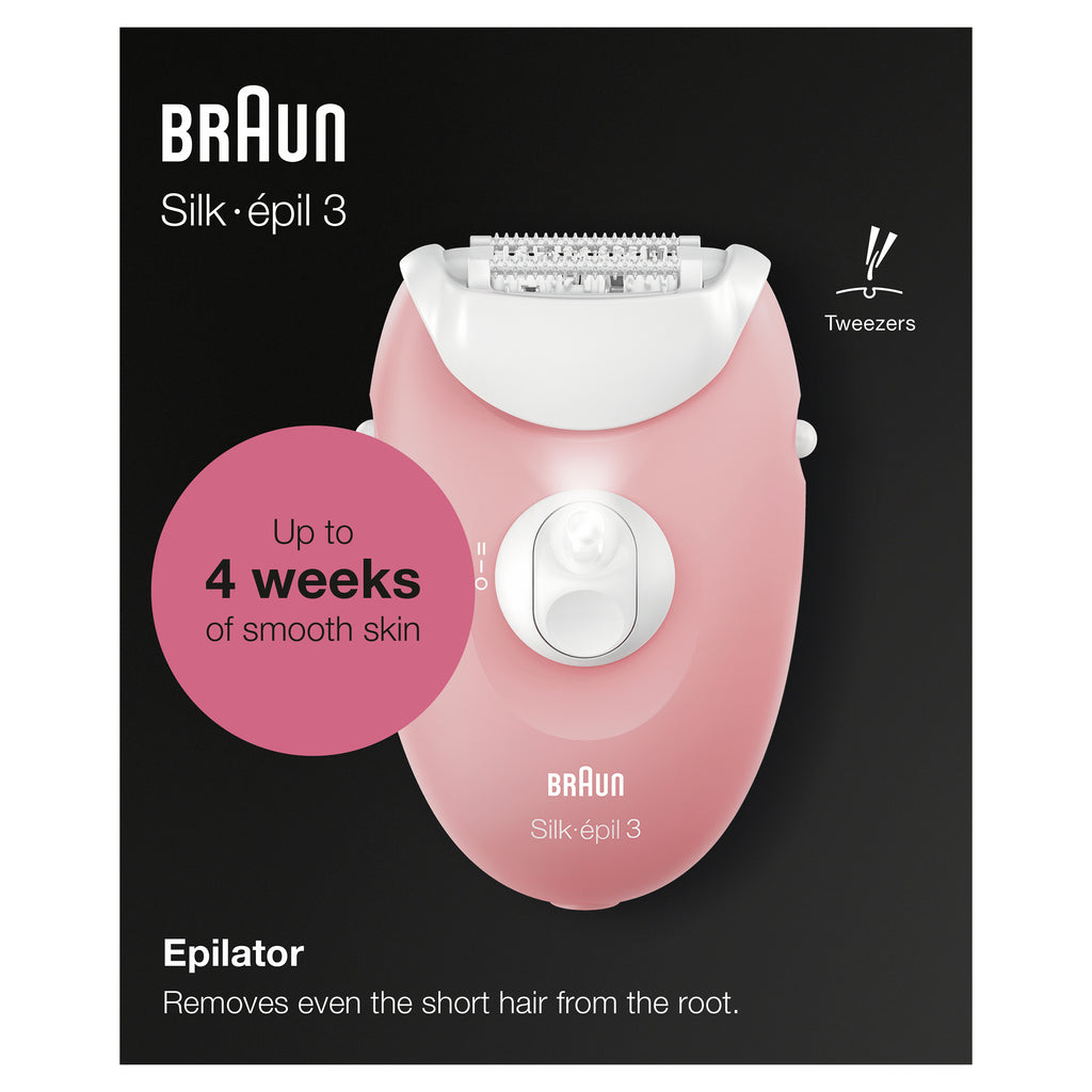 Braun Silk-épil 3 SES 3-176 20 pince(s) Rose, Blanc