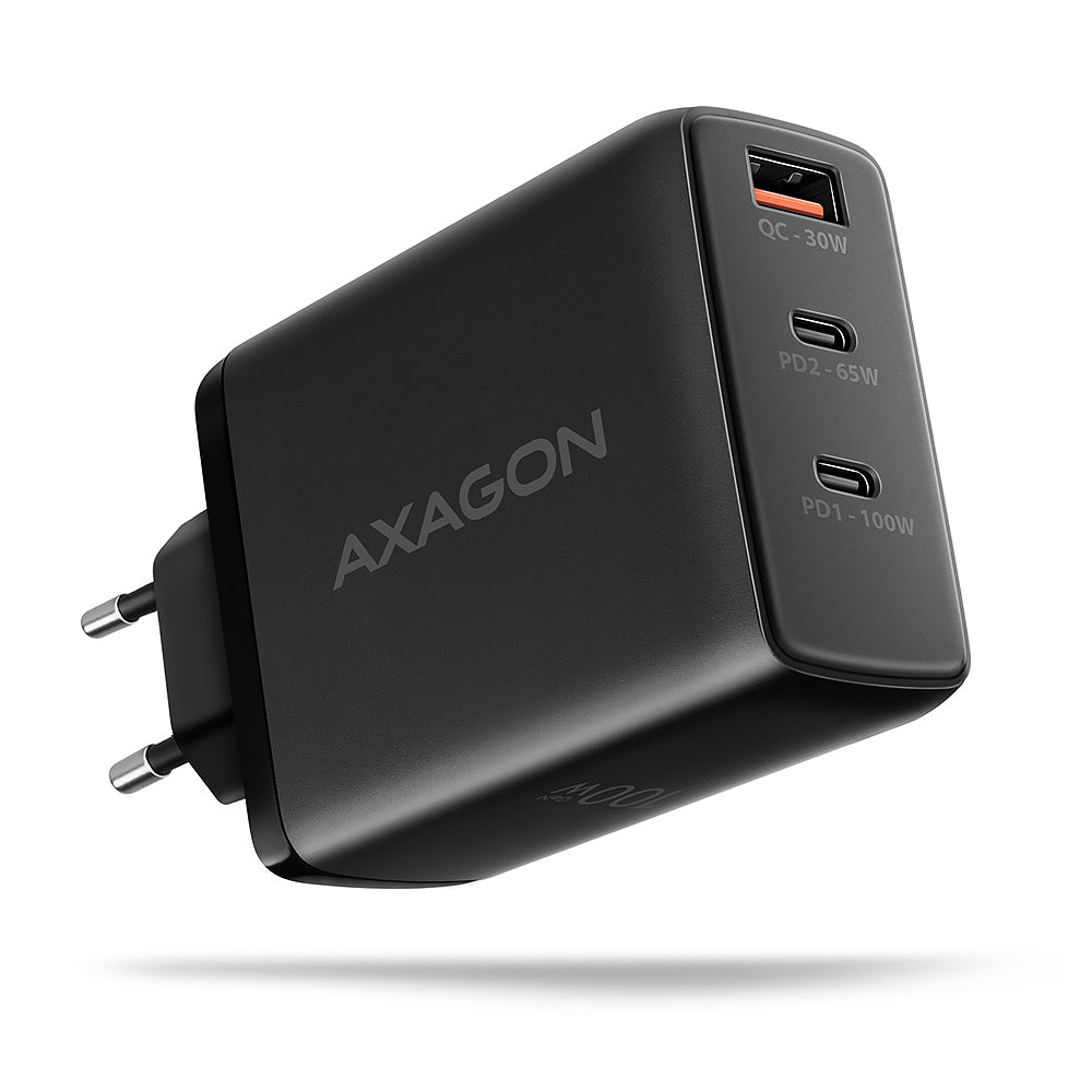 Axagon ACU-DPQ100 chargeur d'appareils mobiles Ordinateur portable, Téléphone portable, Netbook, Ordinateur portable, Smartphone, Smartwatch, Tablette, Universel Noir Secteur Charge rapide Intérieure
