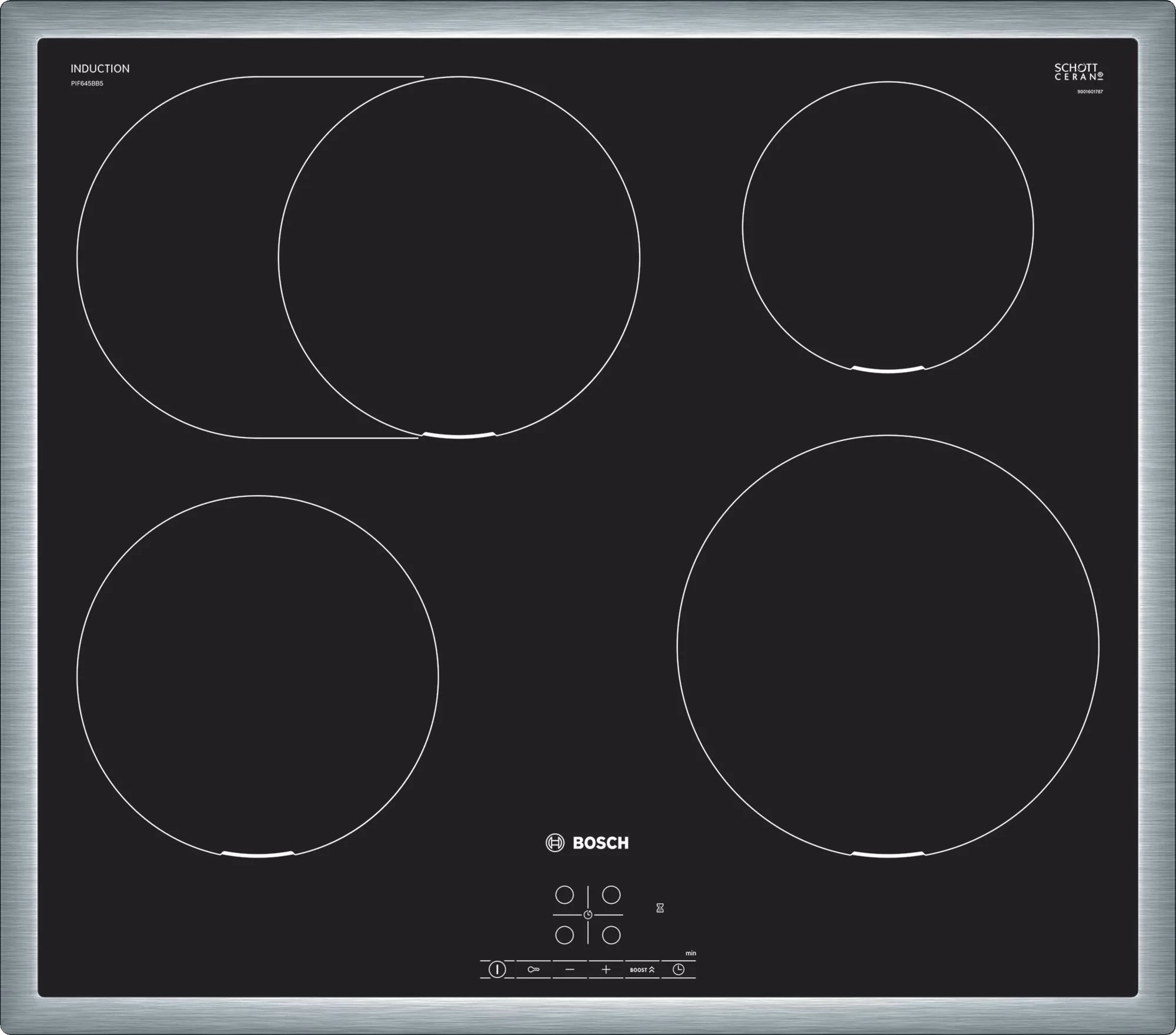 Bosch Bosch Serie 4 PIF645BB5E plaque Noir Intégré 60 cm Plaque avec zone à induction 4 zone(s)