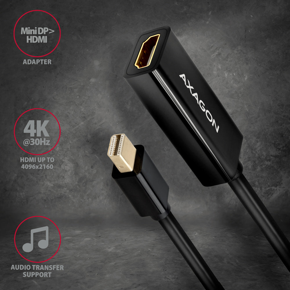 Axagon RVDM-HI14N câble vidéo et adaptateur 0,15 m Mini DisplayPort HDMI Noir
