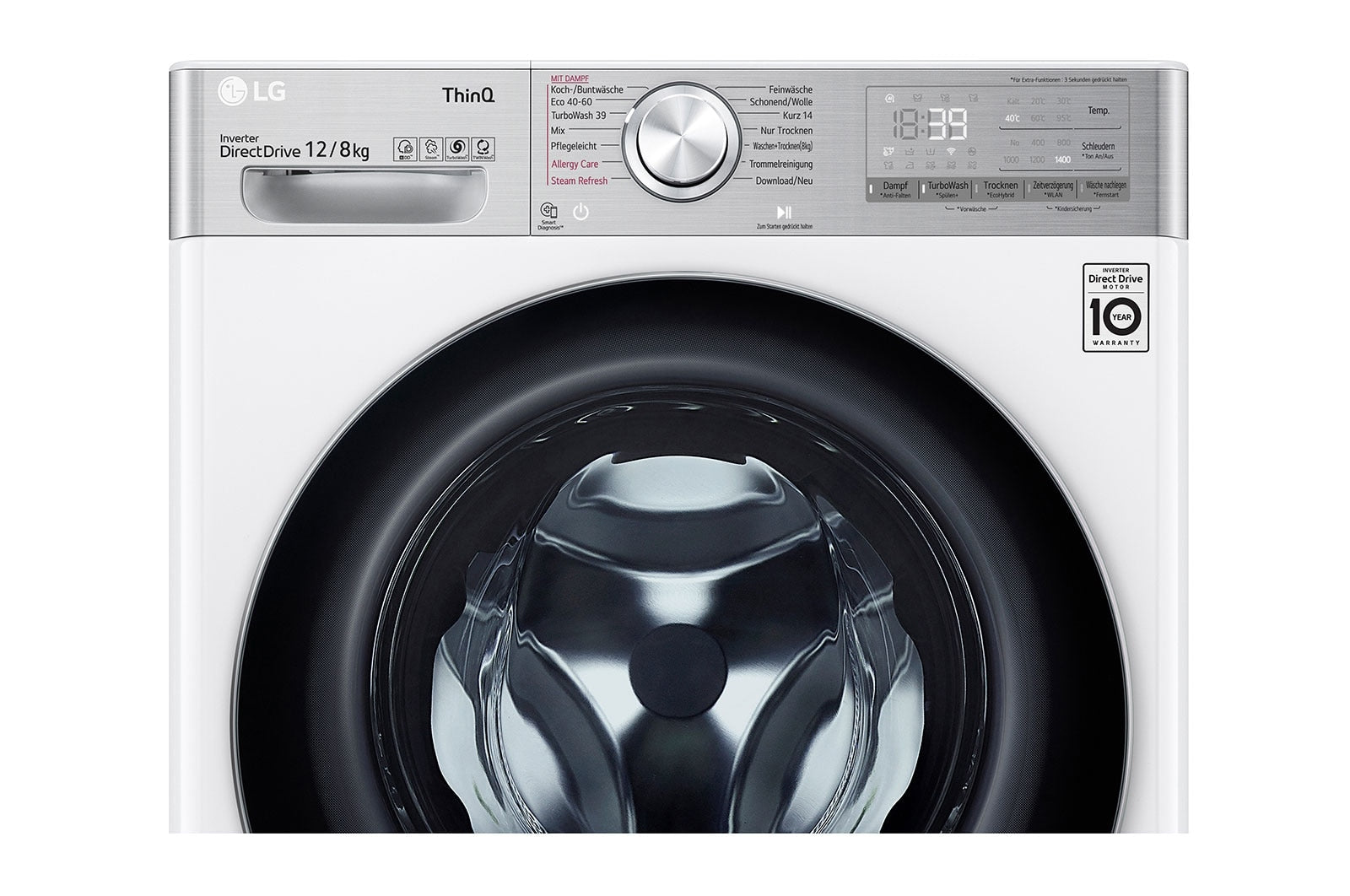 LG V9WD128H2 machine à laver avec sèche linge Intégré Charge avant Blanc