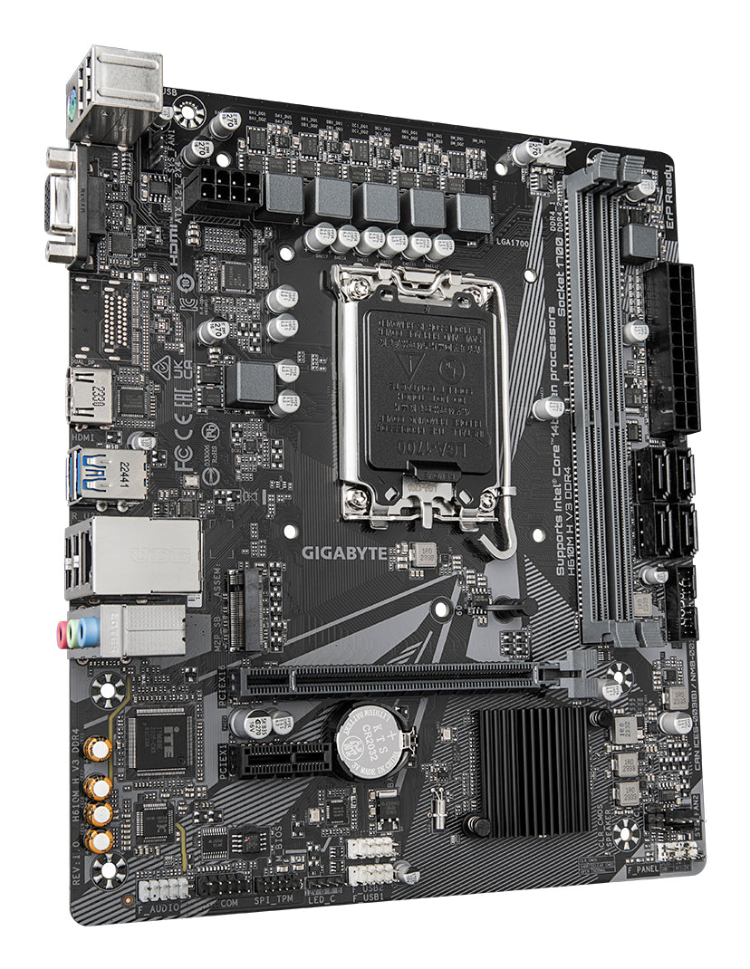 GIGABYTE H610M H V3 DDR4 Carte mère - Compatible avec processeurs Intel Core 14th CPUs, 4+1+1 Hybrid Phases Digital VRM, up to 3200MHz DDR4, 1xPCIe 3.0 M.2, GbE LAN, USB 3.2 Gen 1