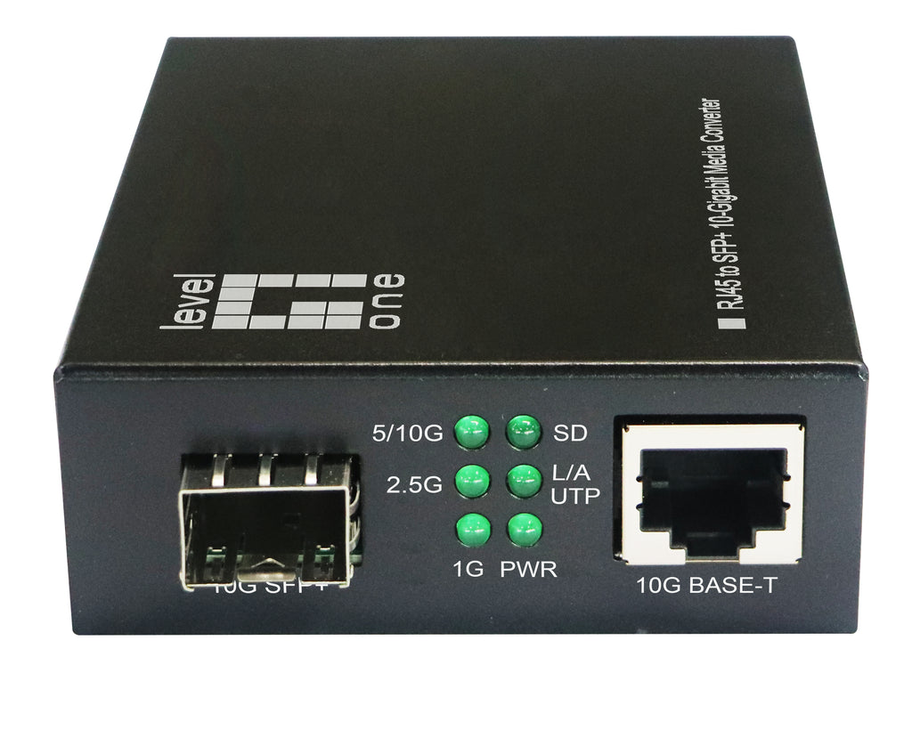 LevelOne GVT-2051 convertisseur de support réseau 10000 Mbit/s Noir
