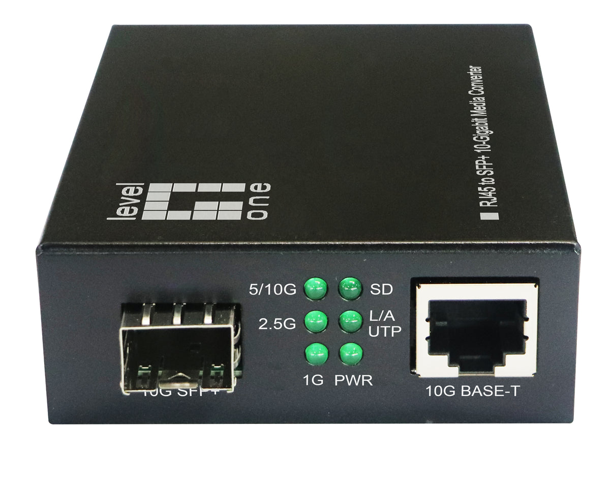 LevelOne GVT-2051 convertisseur de support réseau 10000 Mbit/s Noir