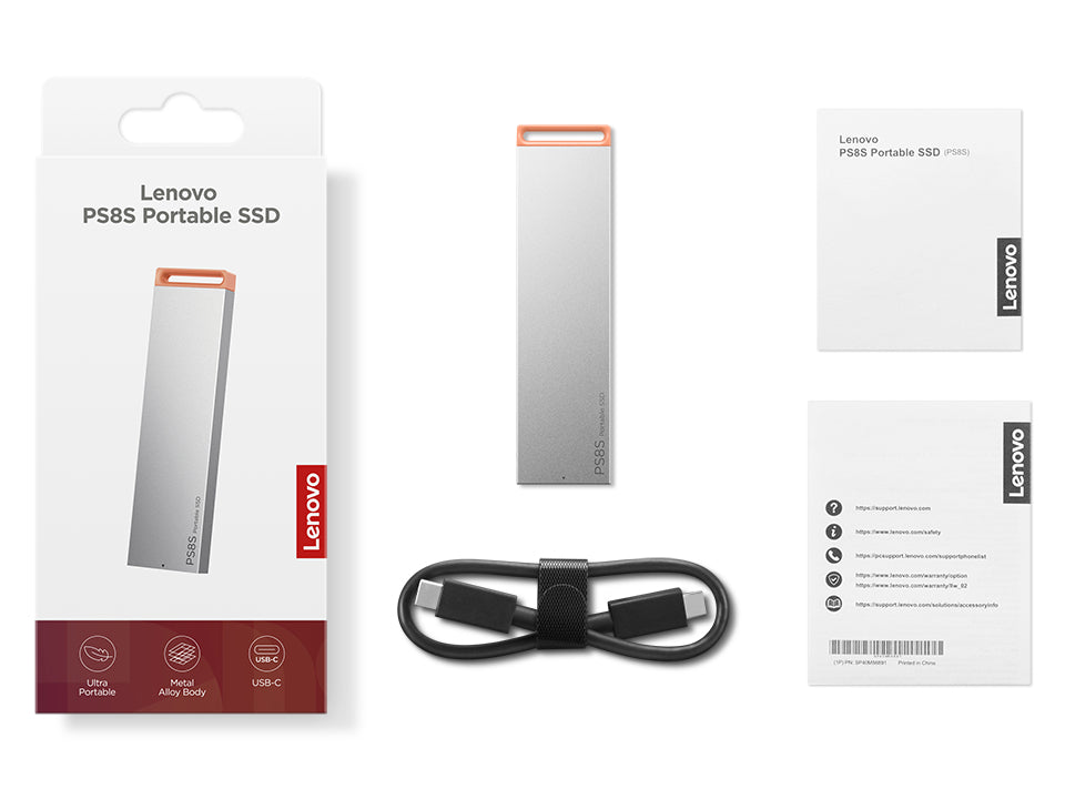 Lenovo 4XB1T88413 lecteur à circuits intégrés externe 2 To USB Type-C 3.2 Gen 2 (3.1 Gen 2) Gris