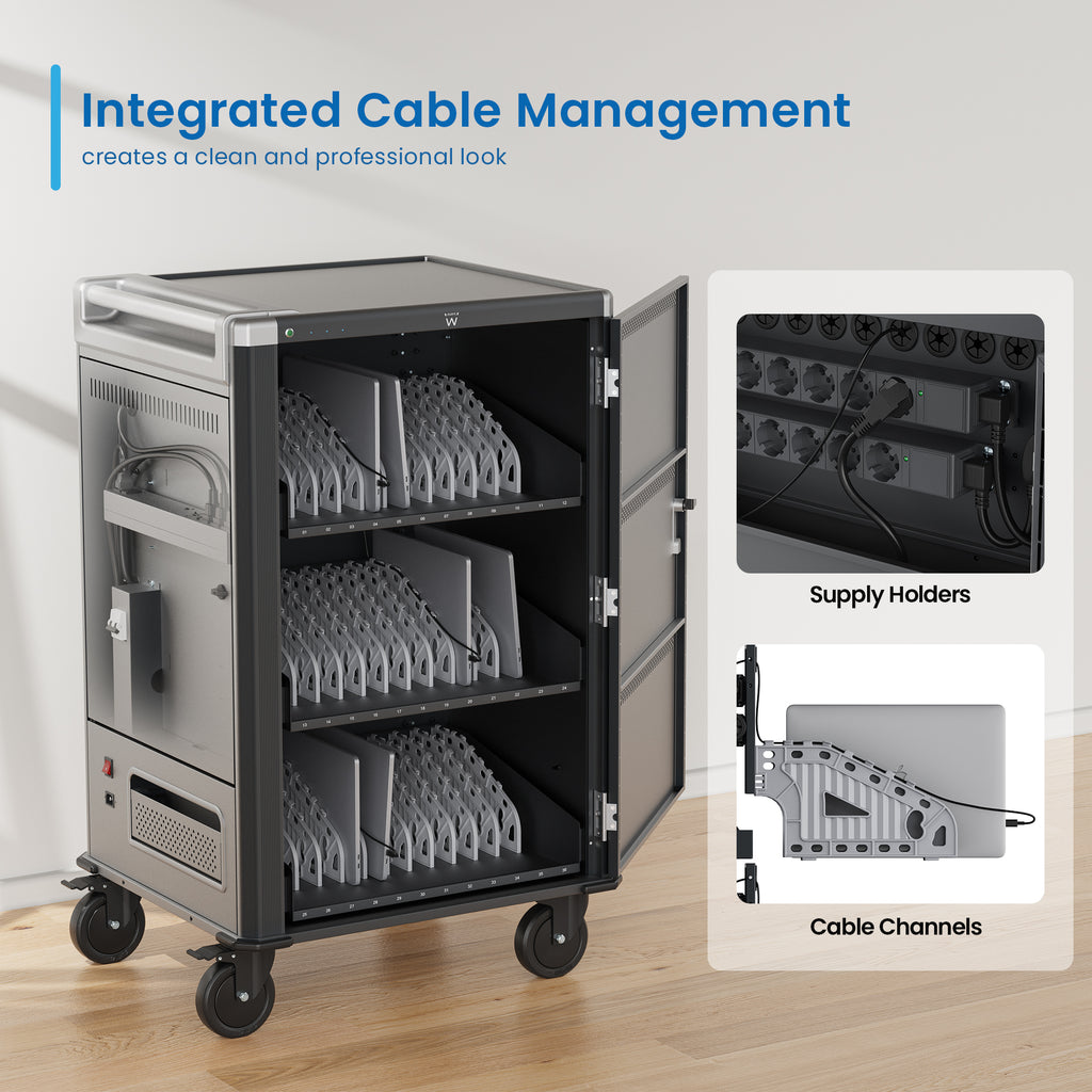 Ewent EW1701 chariot et rangement roulant Module de charge et de gestion Noir, Gris