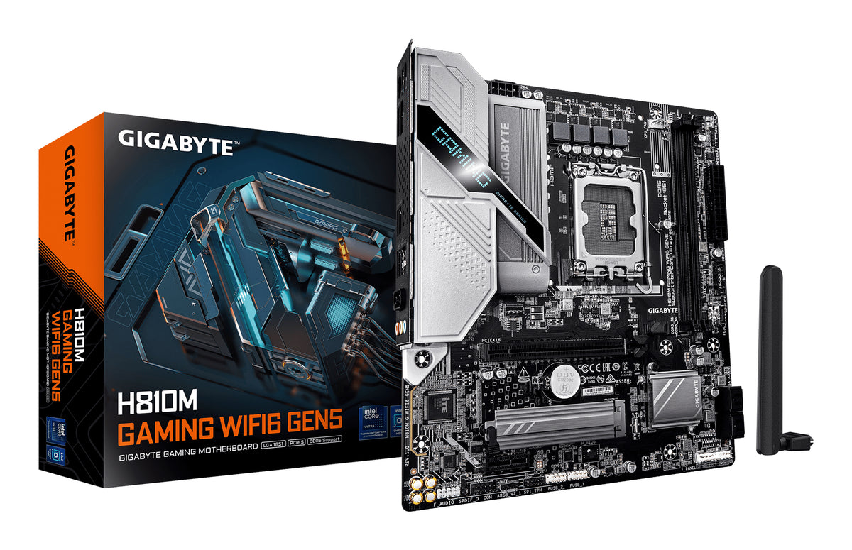 GIGABYTE H810M GAMING WIFI6 GEN5 Carte Mère – Processeurs Intel Core Ultra (Série 2), VRM 4+1+2 phases, jusqu’à 6400 MHz