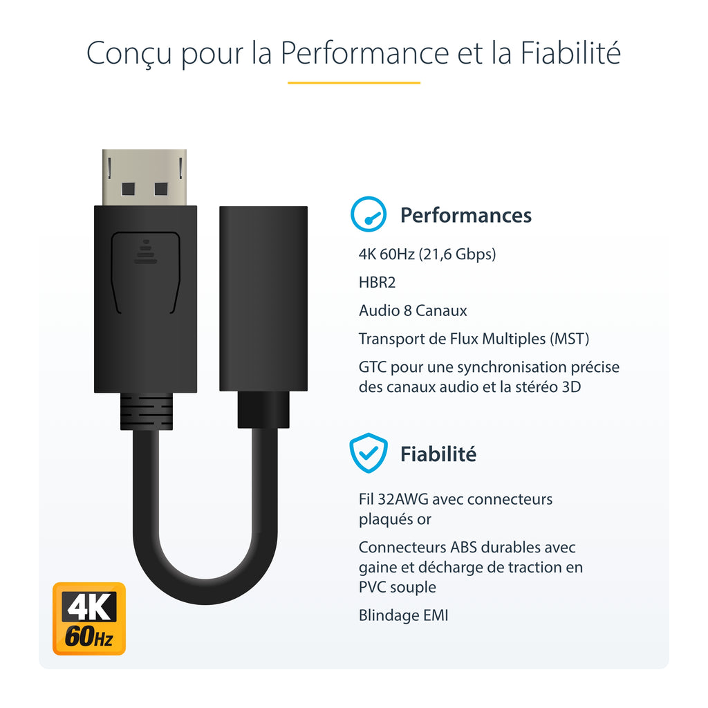 StarTech.com Câble DisplayPort vers Mini DisplayPort 15 cm - Vidéo UHD 4K x 2K - Câble Adaptateur DP Mâle vers Mini DisplayPort Femelle - Câble de Rallonge pour Ordinateur DP vers Moniteur mDP 1.2 - vue 5