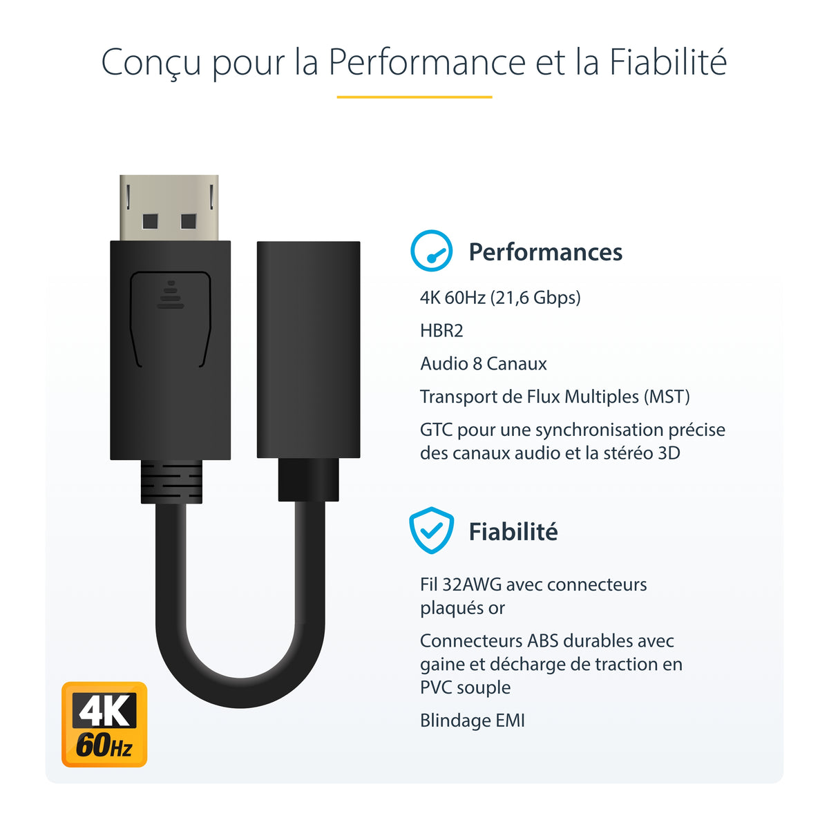StarTech.com Câble DisplayPort vers Mini DisplayPort 15 cm - Vidéo UHD 4K x 2K - Câble Adaptateur DP Mâle vers Mini DisplayPort Femelle - Câble de Rallonge pour Ordinateur DP vers Moniteur mDP 1.2 - vue 5