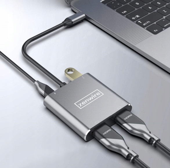 ADAPTATEUR HUB Adaptateur USB-C 4-en-1 avec 2 ports HDMI 4K et 1 port USB 3.0 Zenwire BYL-2309