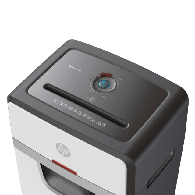 HP OneShred 24CC Destructeur de Papier, Coupe Particules, 22 cm, 65 dB, Blanc et Noir