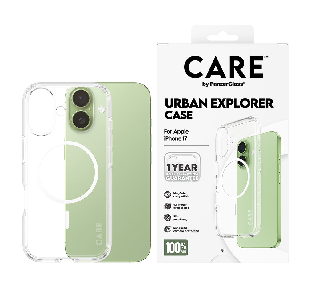 PanzerGlass CARE Urban Explorer Coque Transparente avec MagSafe pour iPhone 17