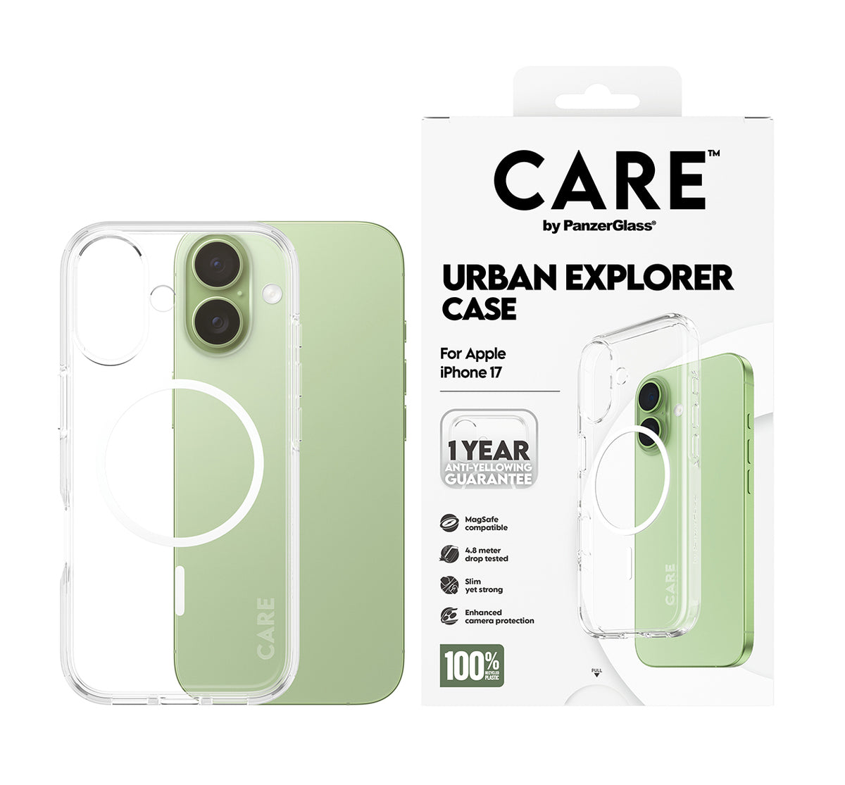 PanzerGlass CARE Urban Explorer Coque Transparente avec MagSafe pour iPhone 17