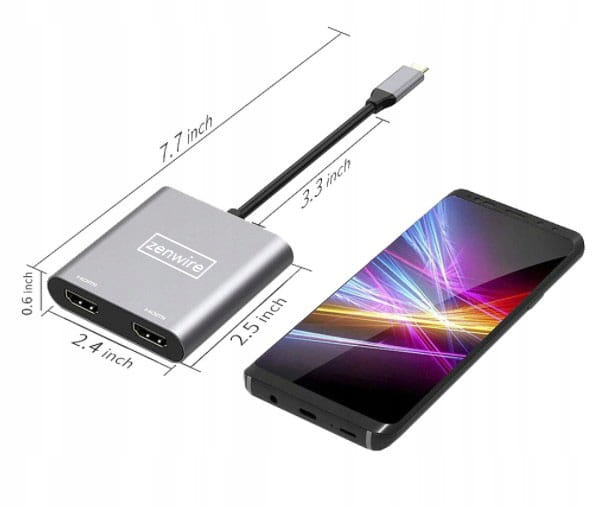 ADAPTATEUR HUB Adaptateur USB-C 4-en-1 avec 2 ports HDMI 4K et 1 port USB 3.0 Zenwire BYL-2309