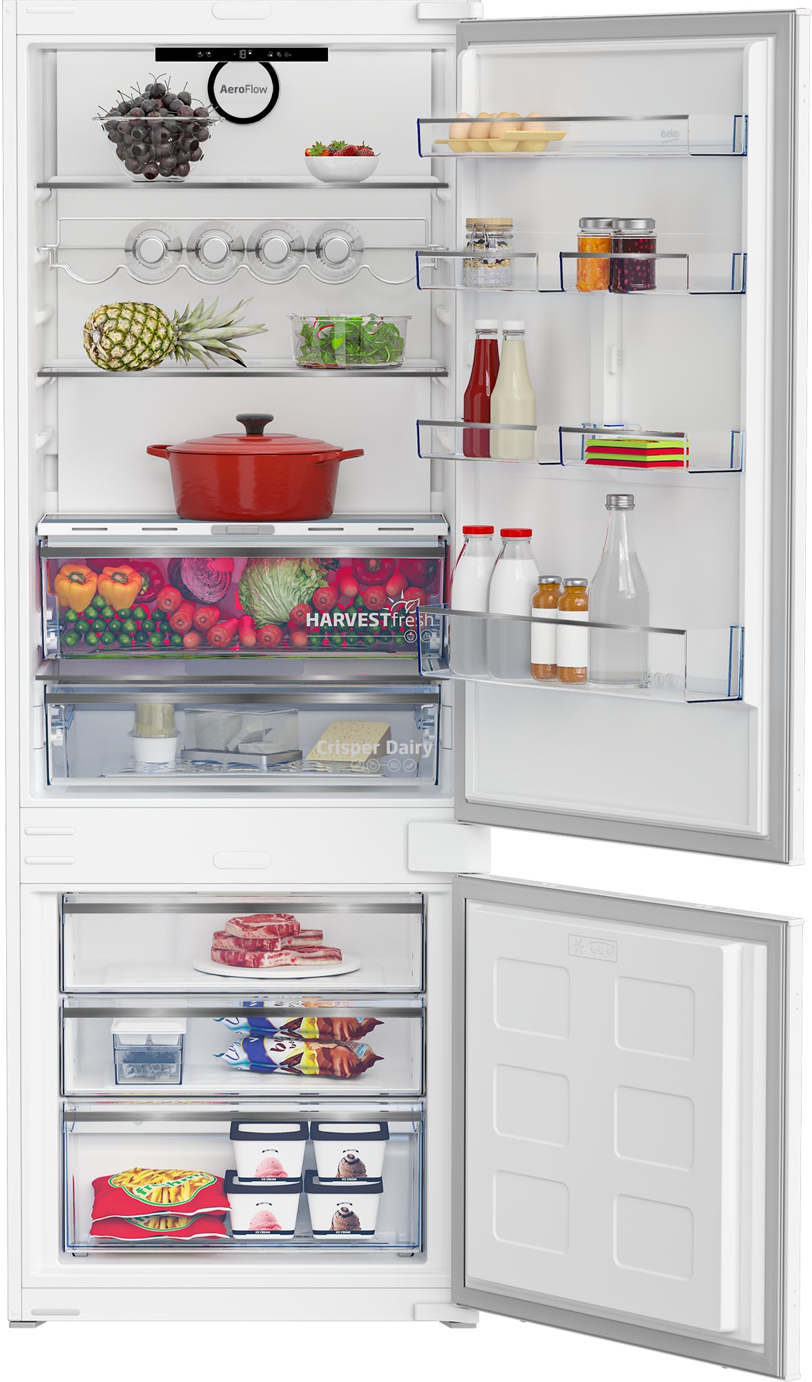 Beko BCNE400E40SN réfrigérateur-congélateur Intégré 370 L Blanc