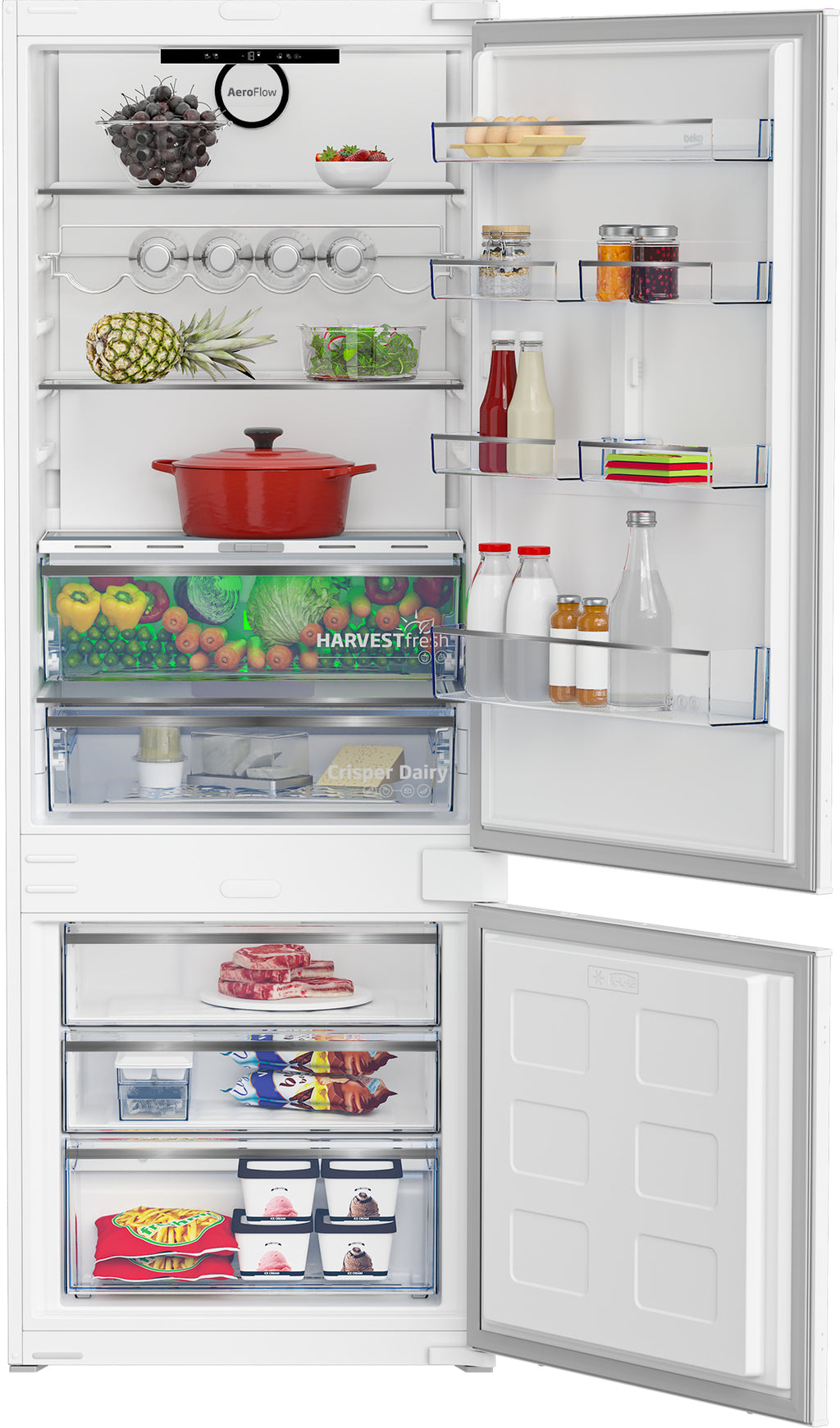 Beko BCNE400E40SN réfrigérateur-congélateur Intégré 370 L Blanc